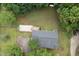 Aerial view showcasing the property's backyard, deck, and landscaping at 419 Jera Dr, Garner, NC 27529