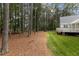 Backyard featuring trees, lawn, and a deck at 4416 Thistlehill Ct, Raleigh, NC 27616