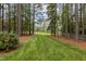 Spacious backyard features mature trees and lush green lawn at 4416 Thistlehill Ct, Raleigh, NC 27616