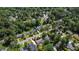 A sprawling neighborhood is captured from above, showcasing houses nestled among lush trees at 523 Vick Ave, Raleigh, NC 27612