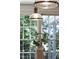 Bright window featuring a pendant light and leafy decor, adding a touch of nature indoors at 523 Vick Ave, Raleigh, NC 27612