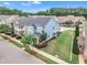 Aerial view of a lovely home with mature trees and landscaping in a desirable neighborhood at 533 Duchart Ln, Fuquay Varina, NC 27526