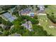 Breathtaking aerial view of the estate showing the expansive grounds, pool, and the surrounding greenery at 6510 New Market Way, Raleigh, NC 27615