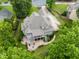 Stunning aerial view of the home showcasing the private backyard and outdoor living spaces at 8405 Hempton Cross Dr, Wake Forest, NC 27587