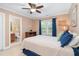 Comfortable bedroom featuring neutral walls, carpet floors, and a connected bathroom at 8405 Hempton Cross Dr, Wake Forest, NC 27587