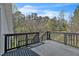Spacious deck with black railing, offering wooded views and an ideal outdoor living space at 852 Fred Wilder Rd, Franklinton, NC 27525