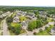 Aerial view of a neighborhood with townhomes with a view of the community pool at 9808 Rainsong Dr, Wake Forest, NC 27587
