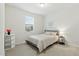 Cozy bedroom with neutral tones, a comfortable bed, and a charming side table with a lamp at 1112 Prewitt Ranch Dr, Holly Springs, NC 27540