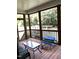 Screened-in porch featuring beautiful lake view and cozy seating, perfect for outdoor relaxation at 119 Hunterwood Pl, Benson, NC 27504