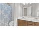 Guest bath offers a double vanity, toilet, and shower/tub combo at 1237 Shirehall Park Ln, Wake Forest, NC 27587