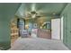 Bedroom features a ceiling fan and neutral tones, offering a calming vibe at 1237 Shirehall Park Ln, Wake Forest, NC 27587