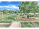 A community garden with several plots and a picnic table for enjoying the outdoors at 151 Bridge St, Hillsborough, NC 27278