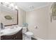 Stylish bathroom with unique fish decor, a sleek vanity, modern fixtures, and a toilet, ensuring comfort and style at 151 Lake Pine Dr, Cary, NC 27511