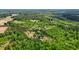 Aerial view showcases a secluded property with mature trees, a pool, and a tree-lined private drive at 1852 Gwyn Rd, Burlington, NC 27217