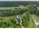 Picturesque aerial view showcasing lush greenery, the home and its surrounding landscape, including adjacent farmland at 20 Scotland Dr, Youngsville, NC 27596