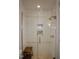 Modern bathroom shower features glass door, bench seat, and mosaic tile accent at 2216 Countrywood North Rd, Raleigh, NC 27615