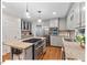 Gray kitchen with stainless steel appliances and a large center island at 45 Birnham Ln, Durham, NC 27707