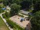 Overhead view of community playground featuring swings, slides, and a soft ground covering, with parking nearby at 519 W Raleigh St, Siler City, NC 27344