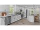 Modern kitchen features stainless appliances, white cabinets, granite counters and backsplash at 5804 Heathill Ct, Raleigh, NC 27603