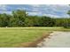 Expansive grassy land with a treeline in the background and a gravel path at 8365 Aaron Creek Church Rd, Oxford, NC 27565