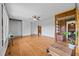 Bright, open living room features wood floors and is perfect for relaxing and entertaining at 8365 Aaron Creek Church Rd, Oxford, NC 27565