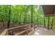 Relaxing back deck overlooking wooded scenery offering peaceful views and a serene outdoor space for unwinding and enjoying nature at 1 Davie Ln, Chapel Hill, NC 27514