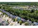 Panoramic aerial view of a leafy suburban community featuring many homes, including a charming two-story property at 1004 Bridlemine Dr, Fuquay Varina, NC 27526