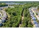 Aerial photograph revealing homes backing onto a green belt, ensuring privacy at 1004 Bridlemine Dr, Fuquay Varina, NC 27526