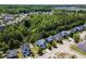 Expansive aerial view of a residential area with lush greenery, featuring a charming two-story home at 1004 Bridlemine Dr, Fuquay Varina, NC 27526