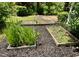 Organized garden beds with mulch and young plants, ready for your green thumb at 1004 Bridlemine Dr, Fuquay Varina, NC 27526