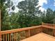 View from the deck with a wood lattice railing showing greenery and sky at 109 Ruby Walk Dr, Morrisville, NC 27560