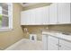 Laundry room with white cabinetry, a sink, and ample counter space for folding and sorting clothes at 1210 Brooks Ave, Raleigh, NC 27607