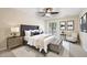 Well lit bedroom with a large bed, bedside lamps, and decorative wall art at 124 Twin Oaks Pl, Cary, NC 27511