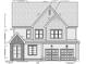 Detailed architectural drawing of a two-story home with a two-car garage and mixed brick and siding facade at 1556 Level Stream Rd, Wendell, NC 27591