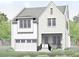 Rendering of home with a covered porch and garage; the design includes large windows and white siding at 1701 Burnette Garden Path, Raleigh, NC 27612