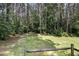 Lush, wooded backyard space with tall trees and partial fencing, perfect for relaxation and outdoor activities at 25 Spicetree Ct, Youngsville, NC 27596