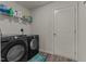 This laundry room features modern appliances, storage shelves and a convenient exterior door at 274 E Boulder Road Rd, Henderson, NC 27537