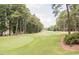 Scenic view of the golf course with mature trees and well-maintained green at 300 Bordeaux Ln, Cary, NC 27511