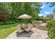 Backyard patio features a dining area and lounge seating, perfect for outdoor entertaining at 300 Bordeaux Ln, Cary, NC 27511