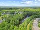 Aerial view of neighborhood houses nestled among trees and a creek in a beautiful community at 4 Pickard Pl, Durham, NC 27703