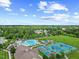 Aerial view of the community amenities including pool, tennis courts and playground at 4 Pickard Pl, Durham, NC 27703