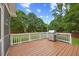 Spacious backyard deck, perfect for grilling, with white railings and lush green backyard at 4 Pickard Pl, Durham, NC 27703