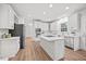 Modern kitchen featuring white cabinetry, stainless steel appliances, a center island, and an open design for easy entertaining at 4 Pickard Pl, Durham, NC 27703