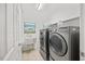 Well-equipped laundry room featuring stainless steel washer and dryer at 4 Pickard Pl, Durham, NC 27703