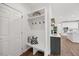 Mudroom featuring built-in storage, bench seating, hooks, and dark countertops at 4 Pickard Pl, Durham, NC 27703