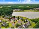 Aerial view of a house with a view of a lake, surrounded by trees and other houses at 479 Manchester Trail, Clayton, NC 27527