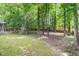 Spacious backyard with a storage shed, mature trees, and plenty of space for outdoor activities at 4808 Berini Dr, Durham, NC 27705