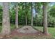 Fire pit area, surrounded by mature trees, providing a cozy and inviting outdoor gathering spot at 522 N Scotswood Blvd, Hillsborough, NC 27278