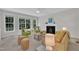 Bright living room with fireplace, large windows, and comfortable seating at 522 N Scotswood Blvd, Hillsborough, NC 27278