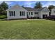 Inviting single-story home featuring a manicured lawn and gray siding, creating a classic look at 5810 Stardust Ct, Durham, NC 27712